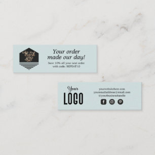 Moderne aangepaste scriptvolgorde Hartelijk dank Mini Visitekaartje