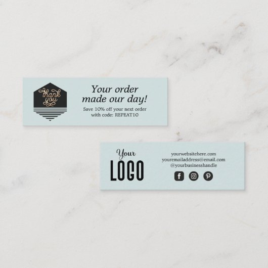 Moderne aangepaste scriptvolgorde Hartelijk dank Mini Visitekaartje (Voorkant / Achterkant)