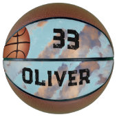 Moderne Aangepaste Speler Naam & Nummer Aandenken Basketbal (Voorkant)