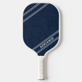 Moderne aangepaste spelersnaam witte strepen donke pickleball paddle (Voorkant)