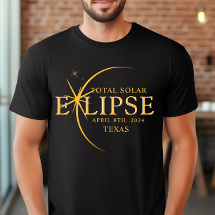 Moderne aangepaste staat 2024 Texas totale zonsver T-shirt