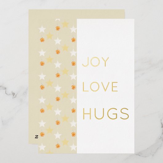 Moderne aangepaste sterren en Oranje Waterverf Folie Feestdagenkaart (Voorkant / Achterkant)