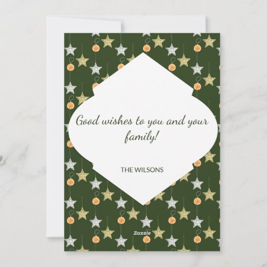 Moderne aangepaste sterren en Oranje Waterverf fot Feestdagenkaart (Achterkant)