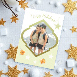 Moderne aangepaste sterren en Oranje Waterverf fot Feestdagenkaart