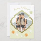 Moderne aangepaste sterren en Oranje Waterverf fot Feestdagenkaart (Voorkant)