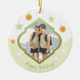 Moderne aangepaste sterren en Oranje Waterverf fot Keramisch Ornament