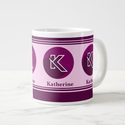 Moderne aangepaste stijlvolle naam Monogram Letter Grote Koffiekop (Voorkant rechts)