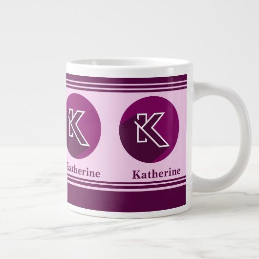 Moderne aangepaste stijlvolle naam Monogram Letter Grote Koffiekop (Rechts)