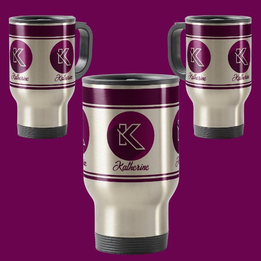 Moderne aangepaste stijlvolle naam Monogram Letter Reisbeker