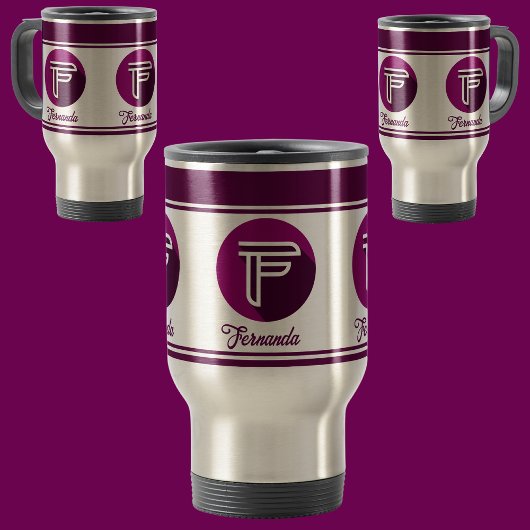 Moderne aangepaste stijlvolle naam Monogram Letter Reisbeker