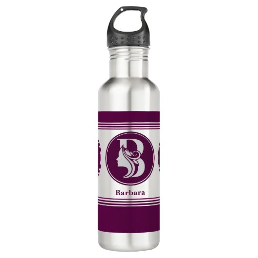 Moderne aangepaste stijlvolle naam Monogram Letter Waterfles (Voorkant)