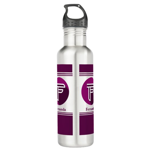 Moderne aangepaste stijlvolle naam Monogram Letter Waterfles (Achterkant)