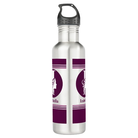 Moderne aangepaste stijlvolle naam Monogram Letter Waterfles (Achterkant)