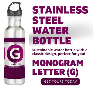 Moderne aangepaste stijlvolle naam Monogram Letter Waterfles