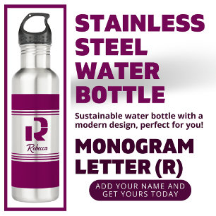 Moderne aangepaste stijlvolle naam Monogram Letter Waterfles