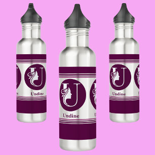 Moderne aangepaste stijlvolle naam Monogram Letter Waterfles