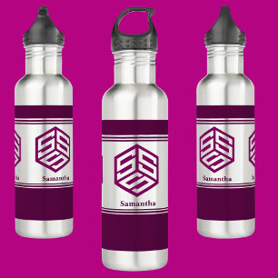 Moderne aangepaste stijlvolle naam Monogram Letter Waterfles