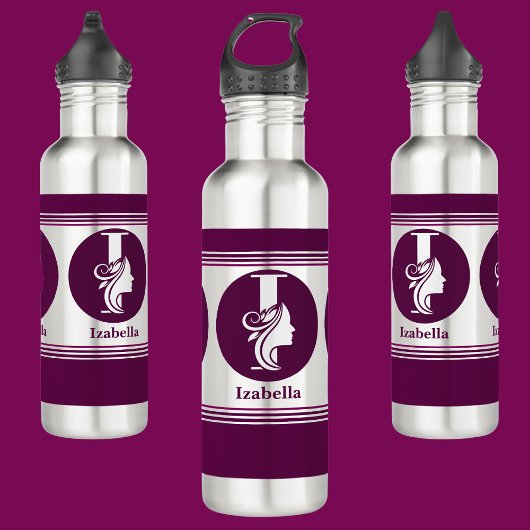 Moderne aangepaste stijlvolle naam Monogram Letter Waterfles