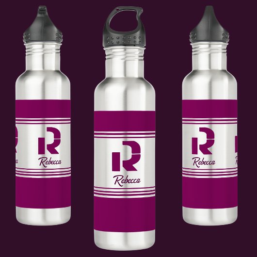 Moderne aangepaste stijlvolle naam Monogram Letter Waterfles