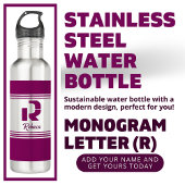 Moderne aangepaste stijlvolle naam Monogram Letter Waterfles