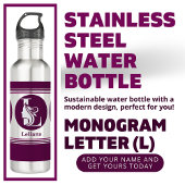 Moderne aangepaste stijlvolle naam Monogram Letter Waterfles