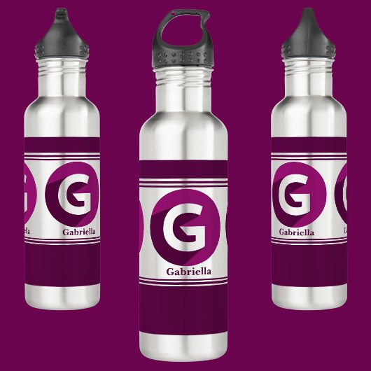 Moderne aangepaste stijlvolle naam Monogram Letter Waterfles