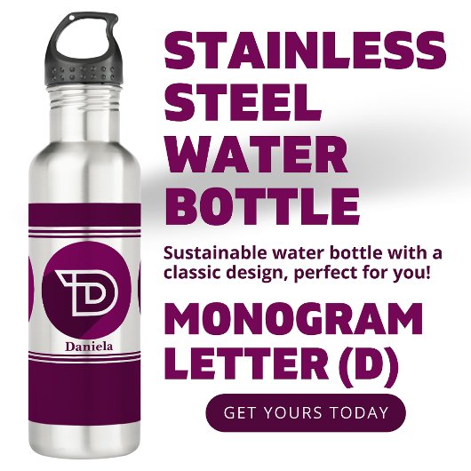 Moderne aangepaste stijlvolle naam Monogram Letter Waterfles