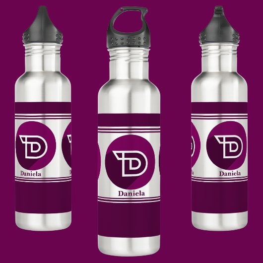 Moderne aangepaste stijlvolle naam Monogram Letter Waterfles