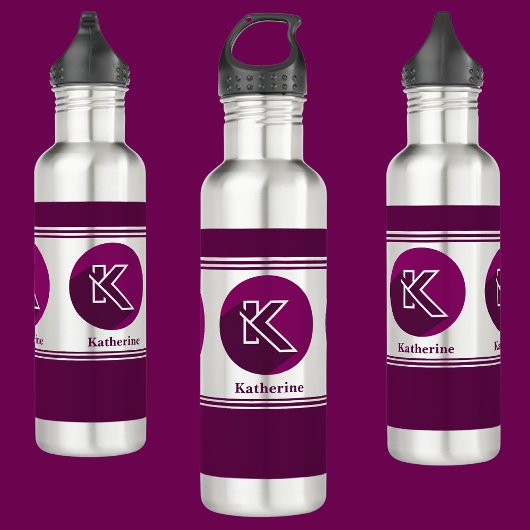 Moderne aangepaste stijlvolle naam Monogram Letter Waterfles