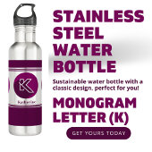 Moderne aangepaste stijlvolle naam Monogram Letter Waterfles