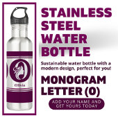 Moderne aangepaste stijlvolle naam Monogram Letter Waterfles