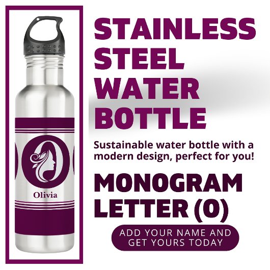 Moderne aangepaste stijlvolle naam Monogram Letter Waterfles