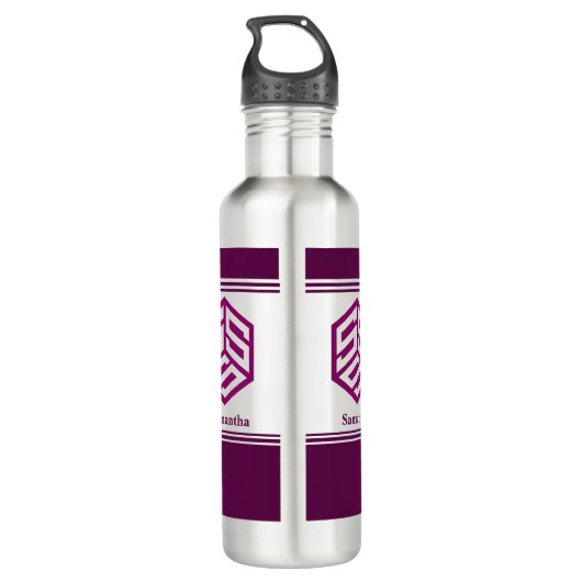 Moderne aangepaste stijlvolle naam Monogram Letter Waterfles (Achterkant)