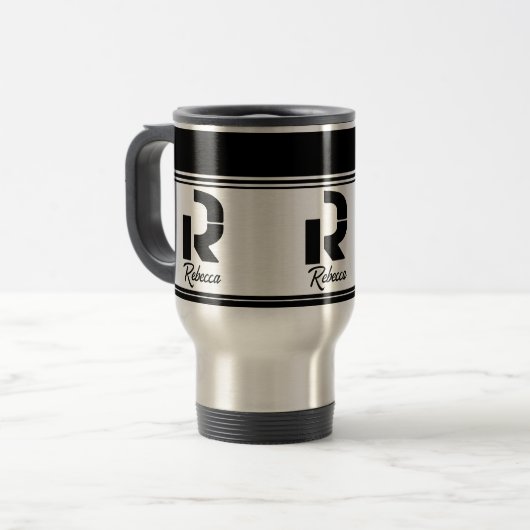 Moderne aangepaste stijlvolle naam Monogram Reisbeker (Voorkant links)