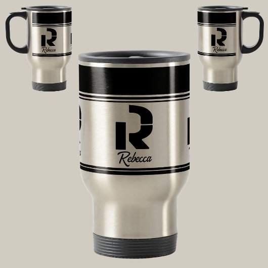 Moderne aangepaste stijlvolle naam Monogram Reisbeker