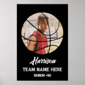 Moderne aangepaste teamfoto seniorklas basketbal poster (Voorkant)