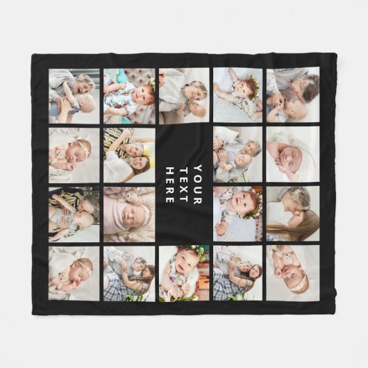 Moderne aangepaste tekst 18-foto collage fleece de (Voorkant (Horizontaal))