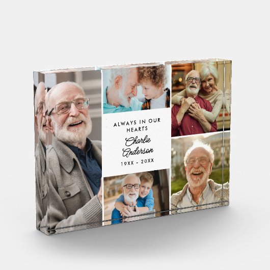 Moderne Aangepaste Tekst 5-Foto Collage Herdenking Fotoblokken (Links)