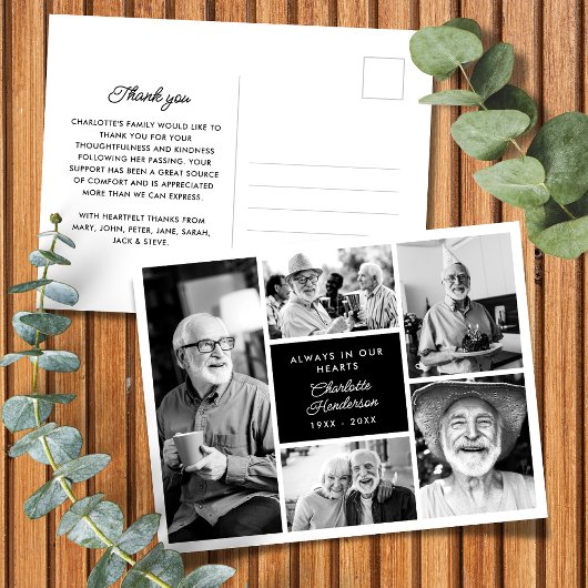 Moderne aangepaste tekst 5-foto's dankbetuiging ro briefkaart