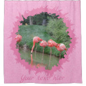 Moderne aangepaste tekst en foto op roze patroon douchegordijn (Voorkant)