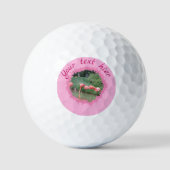 Moderne aangepaste tekst en foto op roze patroon golfballen (Voorkant)