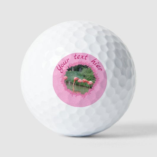 Moderne aangepaste tekst en foto op roze patroon golfballen (Voorkant)