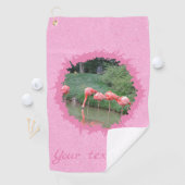 Moderne aangepaste tekst en foto op roze patroon golfhanddoek (Insitu)