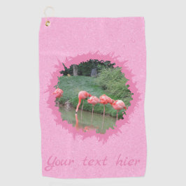 Moderne aangepaste tekst en foto op roze patroon golfhanddoek