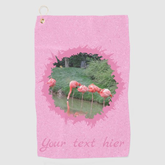 Moderne aangepaste tekst en foto op roze patroon golfhanddoek (Voorkant)