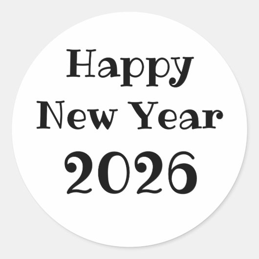 Moderne aangepaste tekst Gelukkig Nieuwjaar Ronde Sticker (Voorkant)