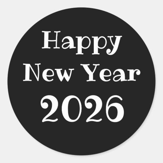 Moderne aangepaste tekst Gelukkig Nieuwjaar Ronde Sticker (Voorkant)