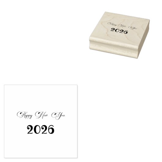 Moderne aangepaste tekst Gelukkig Nieuwjaar Rubberstempel (Gestempeld)