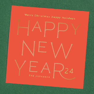 Moderne aangepaste tekst Happy New Years Editable  Feestdagenkaart