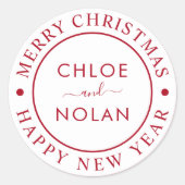 Moderne aangepaste tekst Kerstvakantie Ronde Sticker (Voorkant)